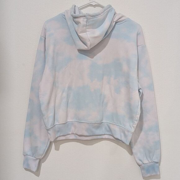 The Office Dunder Mifflin Paper Junior's White Light Blue Tie Dye Hoodie Medium - Picture 2 of 6